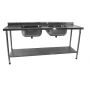 MESA COM 2 CUBAS 500X400X250MM COM PRATELEIRA INFERIOR LISA