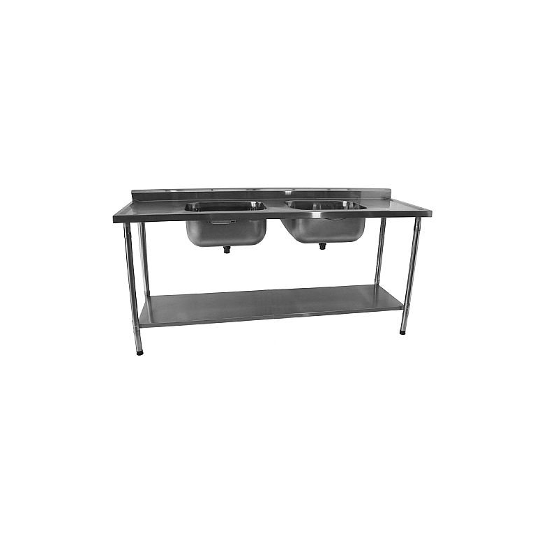 MESA COM 2 CUBAS 500X400X250MM COM PRATELEIRA INFERIOR LISA